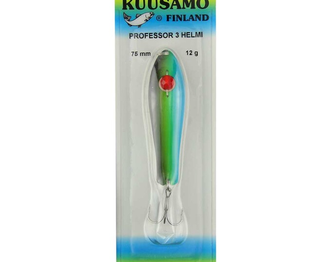 Блесна Kuusamo Professor 3 75/9 (бусинка) цвет GRe/FYe/BLU-S - изображение 1 