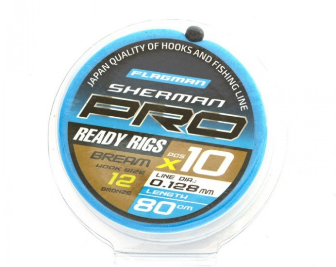 Готовый поводок Flagman «Sherman Pro Bream Ready Rigs» №12 (0,128мм, 80см) (10шт.) - изображение 1 