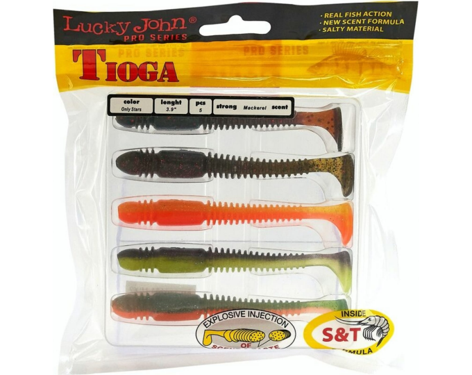 Виброхвост Lucky John Pro Series «TIOGA» 3,9in (10.00) цвет MIX2 (5шт.) - изображение 1