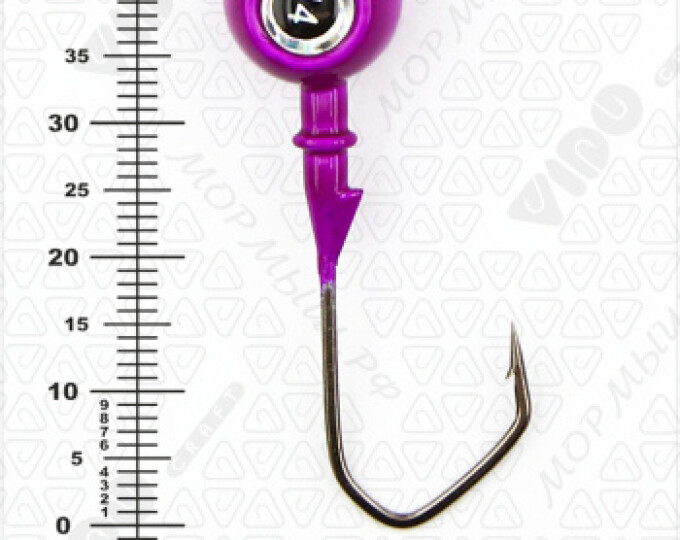Джиг крашеный ШАР 14гр. (крючок VD-079 №2/0) (3шт.) цвет 06 (фиолетовый) - изображение 3