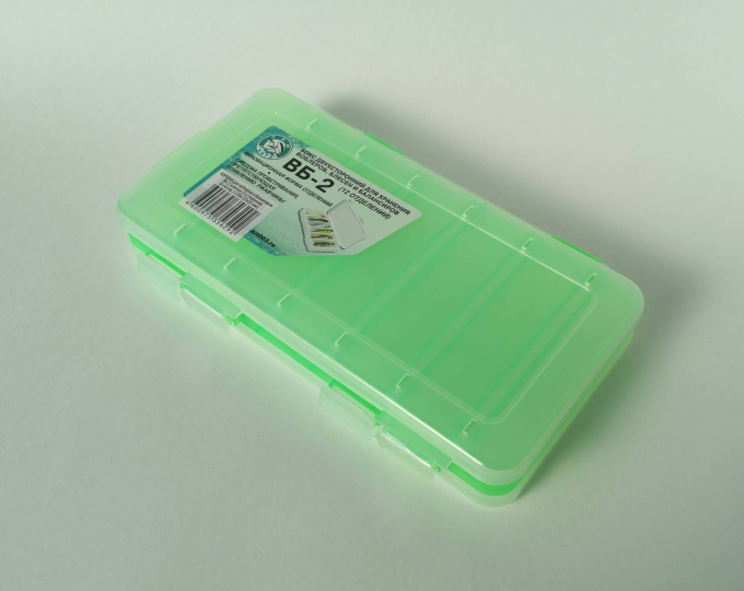 Коробка Три Кита ВБ-2 (2-х ст., для воблеров и балансиров, 6+6 отд., 230*125*35мм) зелёная - изображение 2
