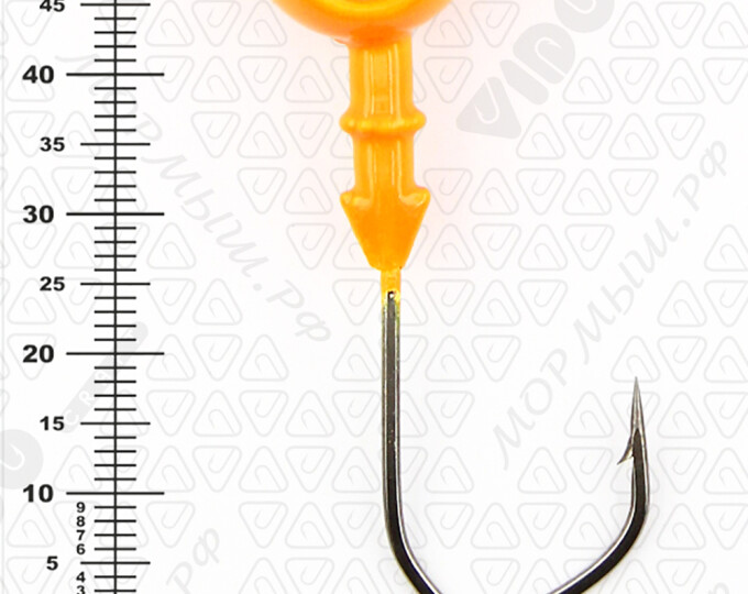 Джиг крашеный ШАР 28гр. (крючок VD-079 №4/0) (3шт.) цвет 03 (оранжевый) - изображение 3