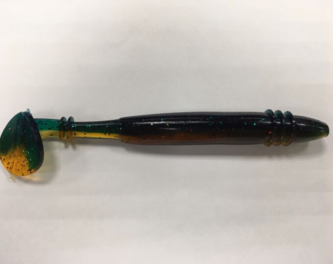 Силиконовая приманка Brown Perch «Dominator» (длина 150мм, вес 22гр.) цвет чёрно-оранжевый (1шт.) - изображение 1 