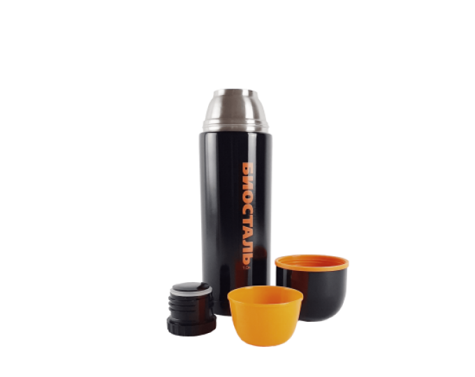 Термос TM «BIOSTAL» серия «СПОРТ» (узкое горло/пробка без кнопки/цвет черный) 1200мл - изображение 1 