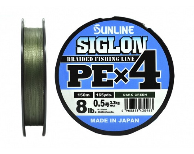 Плетеный шнур Sunline SIGLON PEx8 Dark Green 150m #0.5/8lb (0.121mm) - изображение 1 