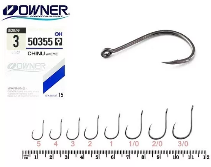 Крючок Owner (50355) «Chinu» w/EYE № 1/0 (7шт.) - изображение 1 