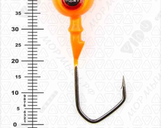 Джиг крашеный ШАР 14гр. (крючок VD-079 №2/0) (3шт.) цвет 03 (оранжевый) - изображение 3