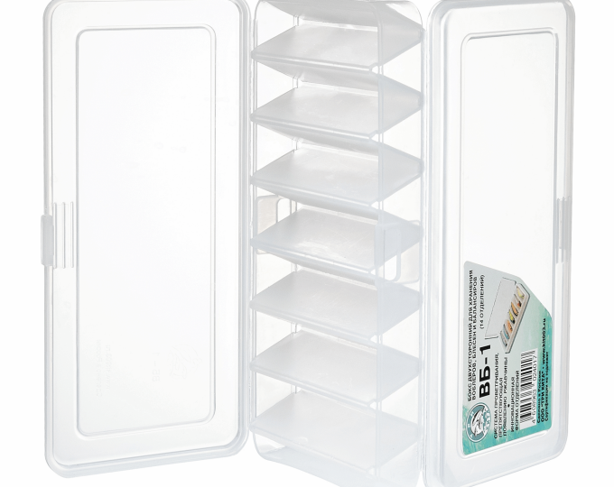 Коробка Три Кита ВБ-1 (для приманок, 2-х сторонняя, 190х85х35мм, 7+7 отделений) белая - изображение 1 