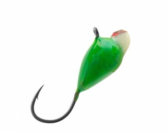 Мормышка вольфрамовая КАПЛЯ с ушком (обмазка с камнем) 3,2мм *Green - изображение 1 