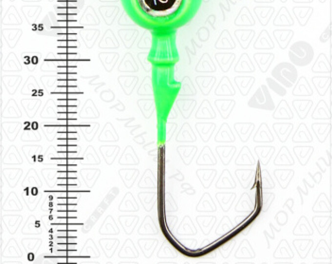 Джиг крашеный ШАР 12гр. (крючок VD-079 №2/0) (3шт.) цвет 07 (зеленый) - изображение 3