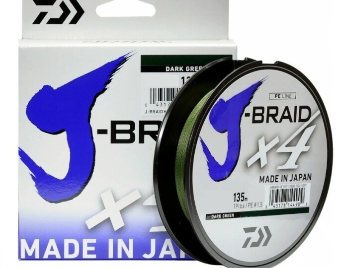 Леска плетёная Daiwa J-Braid X4 135м 0,29мм (Dark Green) - изображение 1 