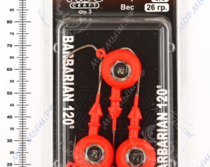 Джиг крашеный ШАР 26гр. (крючок VD-079 №3/0) (3шт.) цвет 01 (красный) - изображение 2