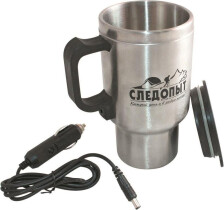 Автокружка «СЛЕДОПЫТ» с подогревом от прикуривателя, металл. колба