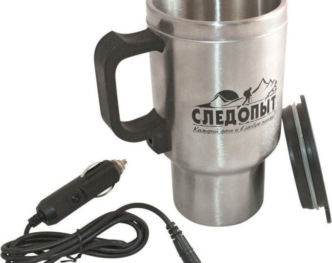 Автокружка «СЛЕДОПЫТ» с подогревом от прикуривателя, металл. колба - изображение 1