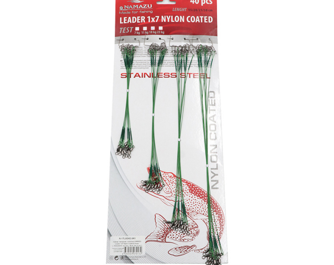 Поводок стальной Namazu Leader 1×7 Nylon Coated Green (15/20/25/30см, тест 18кг) - изображение 1