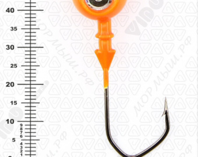 Джиг крашеный ШАР 20гр. (крючок VD-079 №3/0) (3шт.) цвет 03 (оранжевый) - изображение 3