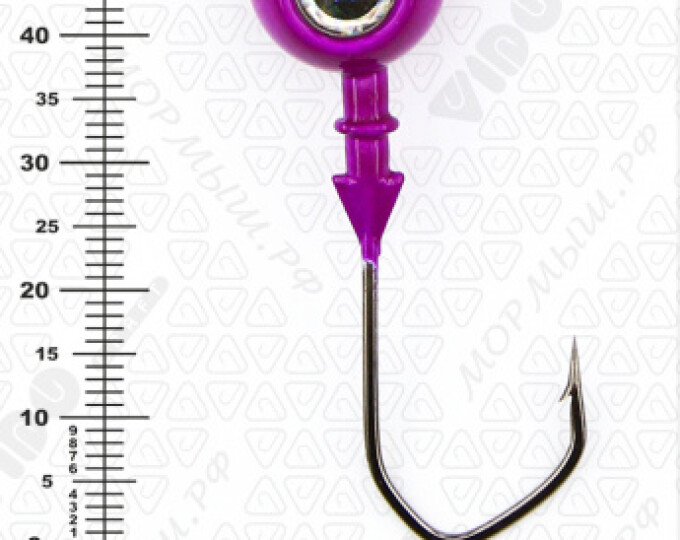 Джиг крашеный ШАР 22гр. (крючок VD-079 №3/0) (3шт.) цвет 06 (фиолетовый) - изображение 3