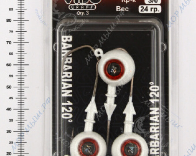 Джиг крашеный ШАР 24гр. (крючок VD-079 №3/0) (3шт.) цвет 05 (белый) - изображение 2