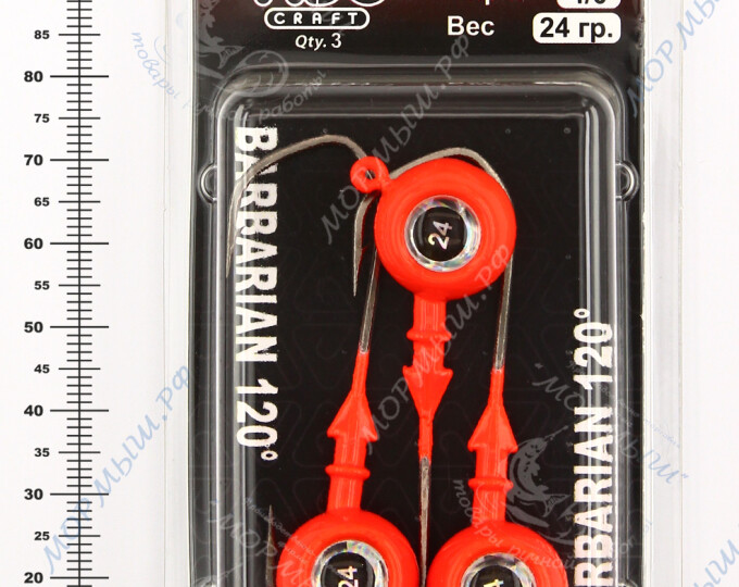 Джиг крашеный ШАР 24гр. (крючок VD-079 №4/0) (3шт.) цвет 01 (красный) - изображение 3