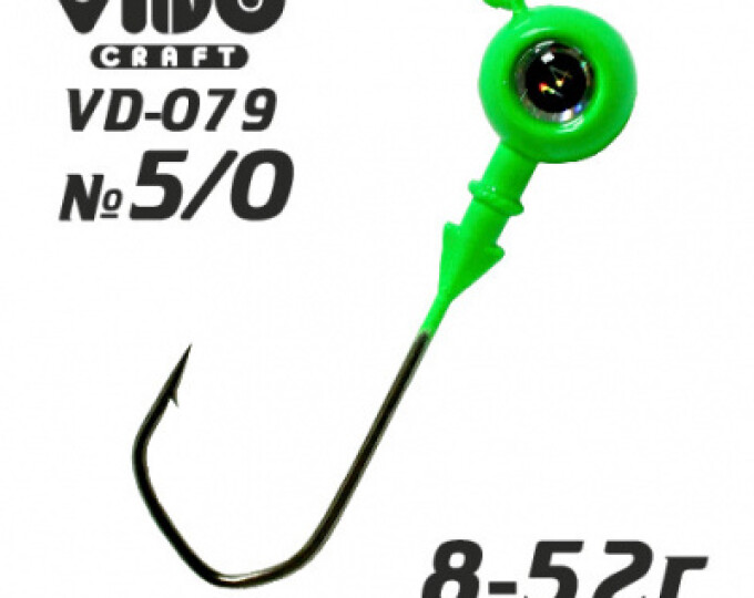 Джиг крашеный ШАР 40гр. (крючок VD-079 №5/0) (3шт.) цвет 07 (зеленый) - изображение 1 