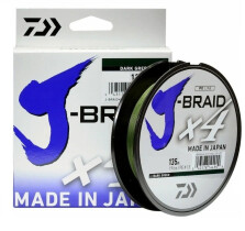 Леска плетёная Daiwa J-Braid X4 135м 0,33мм (Dark Green)