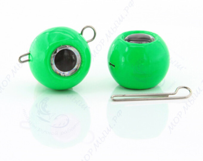 Груз крашеный ШАР (Чебурашка разборная) 24гр. цвет 07 (зеленый) - изображение 1 