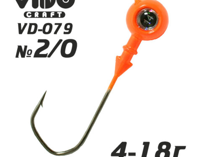 Джиг крашеный ШАР 12гр. (крючок VD-079 №2/0) (3шт.) цвет 03 (оранжевый) - изображение 1 