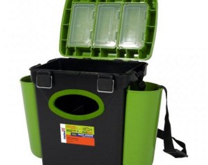 Ящик Helios FishBox (с боковыми карманами, объем 10л) цвет Зеленый - изображение 1 