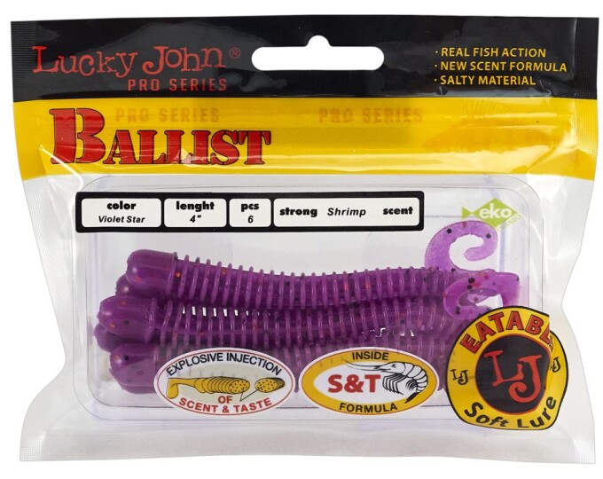 Твистер Lucky John Pro Series «BALLIST» 4,0in (10.20) цвет S26 (6шт.) - изображение 2