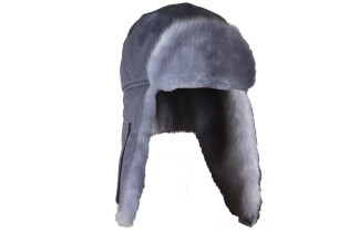 Шапка — ушанка «Голубая норка» (ткань Breathable, цвет Серый) р.55-56