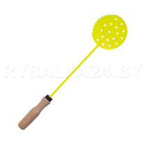 Черпак ТРИ КИТА (ручка дерево, порошково-окрашенный) ЖЁЛТЫЙ