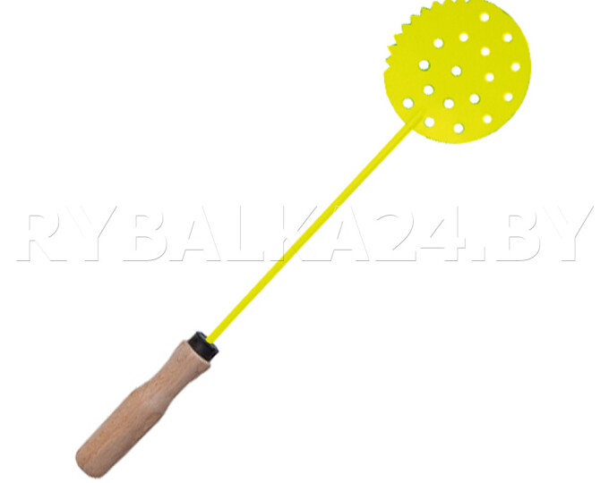 Черпак ТРИ КИТА (ручка дерево, порошково-окрашенный) ЖЁЛТЫЙ - изображение 1 