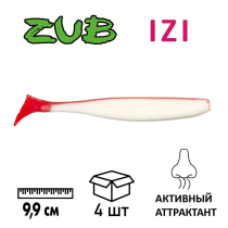 Приманка ZUB-IZI 99мм-4шт, (цвет 010) бело-красный