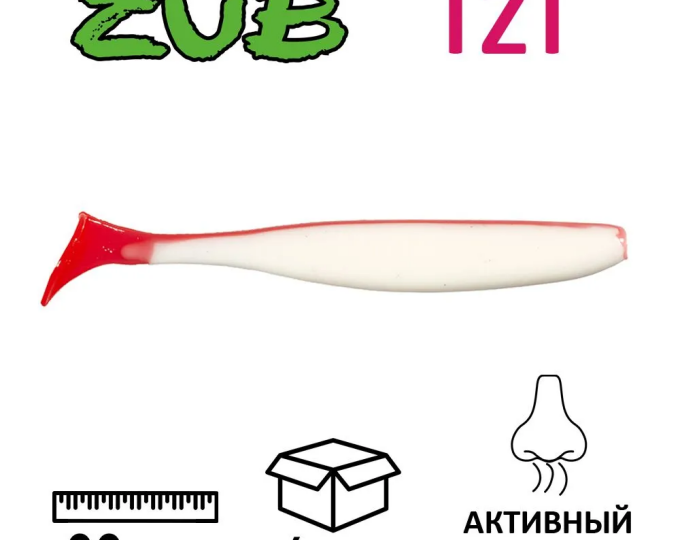 Приманка ZUB-IZI 99мм-4шт, (цвет 010) бело-красный - изображение 1 