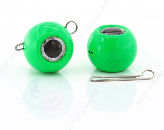 Груз крашеный ШАР (Чебурашка разборная) 10гр. цвет 07 (зеленый) - изображение 1 