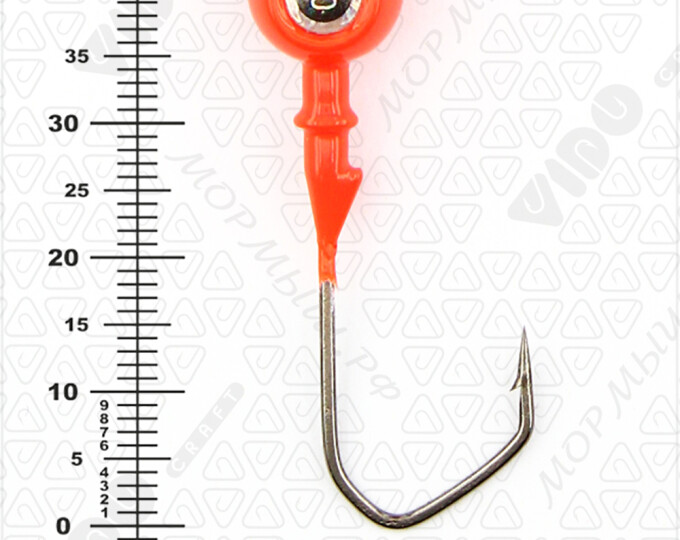 Джиг крашеный ШАР 10гр. (крючок VD-079 №2/0) (3шт.) цвет 01 (красный) - изображение 3