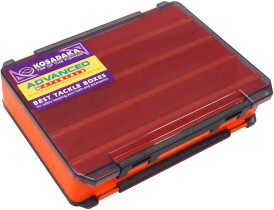 Коробка Kosadaka TB-S61A для воблеров, двусторонняя, продольные секции (255х195х60мм) Orange