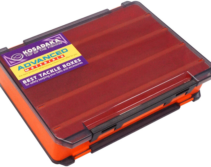 Коробка Kosadaka TB-S61A для воблеров, двусторонняя, продольные секции (255х195х60мм) Orange - изображение 1 