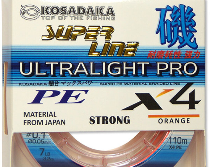 Леска плетеная Kosadaka Super Line PE X4 Ultralight PRO Orange 110м 0,05мм (3,2кг) - изображение 1 