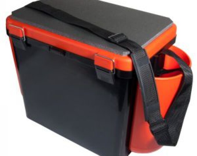 Ящик Helios FishBox (с боковыми карманами, односекционный, объем 19л) цвет Оранжевый - изображение 1 