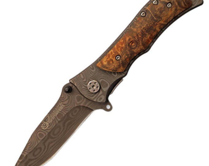 Нож складной Kosadaka 20.5/12см «дамаский» (с дерев.накладкой) - изображение 1