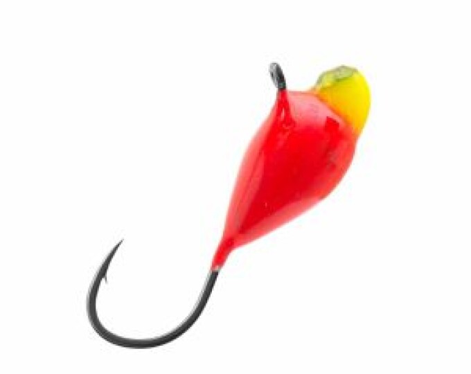 Мормышка вольфрамовая КАПЛЯ с ушком (обмазка с камнем) 3,2мм *Red - изображение 1 