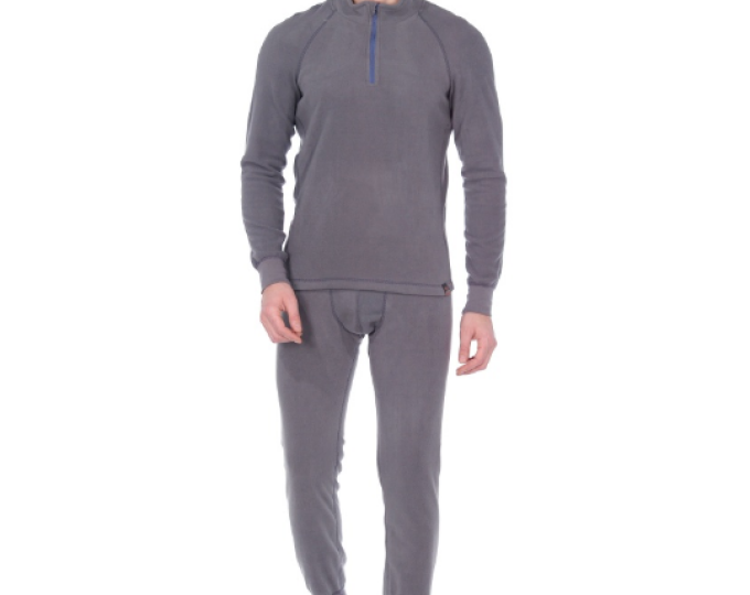 Термобелье Hunt’sMan «Termoline ZIP» р.48-50  (рост L, флис фактурный, цвет серый) - изображение 1 