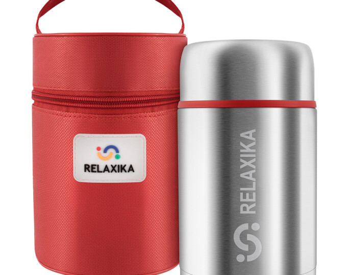 Термос для еды Relaxika 301 в термочехле (0,7л) стальной - изображение 1 