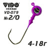 Джиг крашеный ШАР 10гр. (крючок VD-079 №2/0) (3шт.) цвет 06 (фиолетовый) - изображение 1 