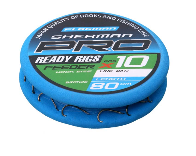Готовый поводок Flagman «Sherman Pro Feeder Ready Rigs» №14 (0,128мм, 80см) (10шт.) - изображение 1