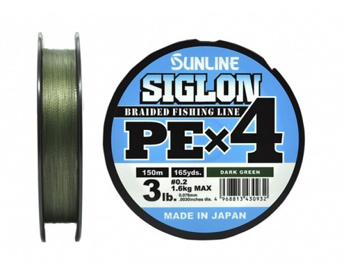 Плетеный шнур Sunline SIGLON PEx4 Dark Green 150m #0.2/3lb (0.076mm) - изображение 1 