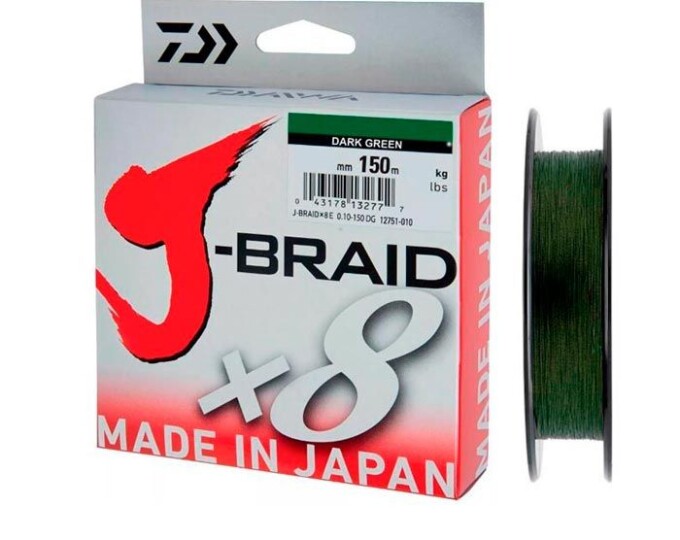 Леска плетёная Daiwa J-Braid X8 150м 0,24мм (Dark Green) - изображение 1 