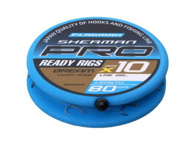 Готовый поводок Flagman «Sherman Pro Bream Ready Rigs» №16 (0,105мм, 80см) (10шт.) - изображение 1