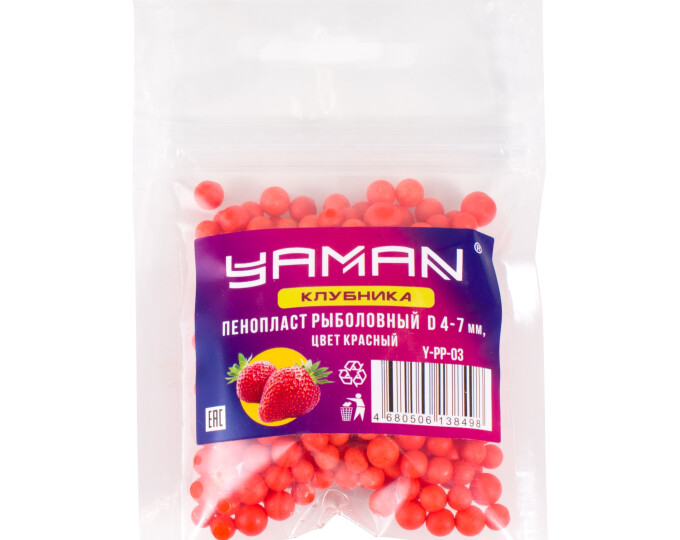 Пенопласт рыболовный Yaman Клубника (диаметр 4-7мм, цвет красный) (250шт.) - изображение 1 